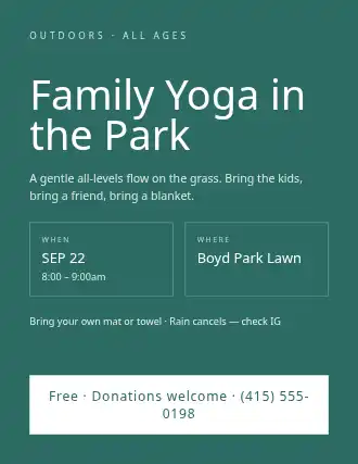 Family Yoga in the Park — Community & Events flyer template