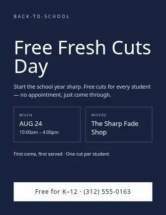Free Fresh Cuts Day — Community & Events flyer template