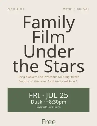Family Film Under the Stars — Community & Events flyer template