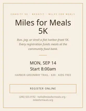 Miles for Meals 5K — Community & Events flyer template