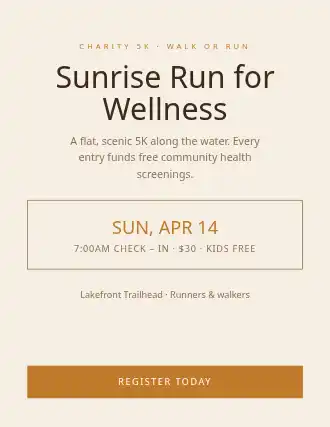 Sunrise Run for Wellness — Community & Events flyer template
