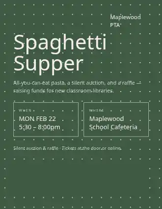 Spaghetti Supper — Community & Events flyer template