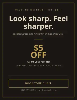 The Sharp Fade — Business Promo flyer template