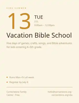 Vacation Bible School — Church Events template
