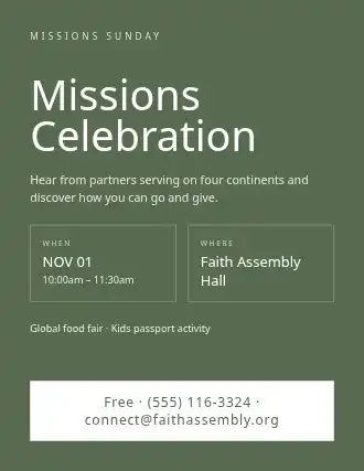 Missions Celebration — Church Events flyer template