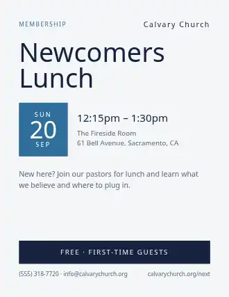 Newcomers Lunch — Church Events flyer template