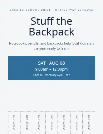 Stuff the Backpack — Drives flyer template
