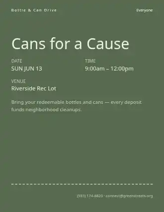 Cans for a Cause — Drives flyer template