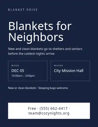 Blankets for Neighbors — Drives flyer template