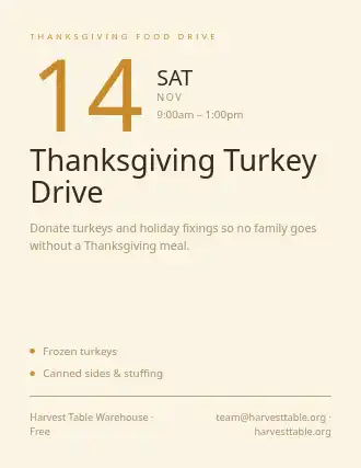 Thanksgiving Turkey Drive — Drives flyer template