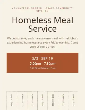 Homeless Meal Service — Outreach template