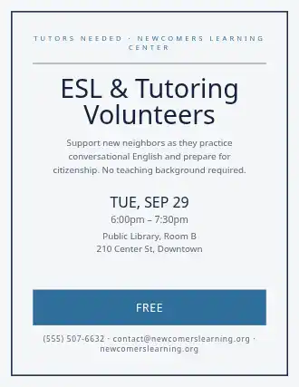 ESL & Tutoring Volunteers — Outreach template