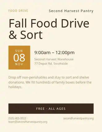 Fall Food Drive & Sort — Outreach flyer template