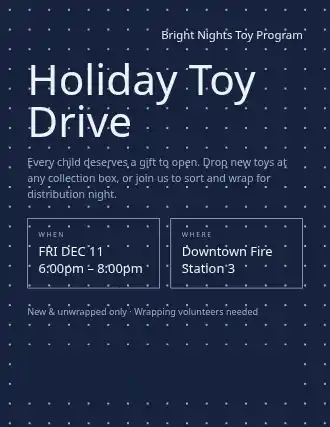 Holiday Toy Drive — Outreach flyer template
