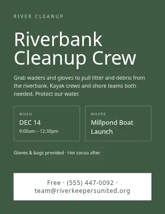 Riverbank Cleanup Crew — Outreach flyer template