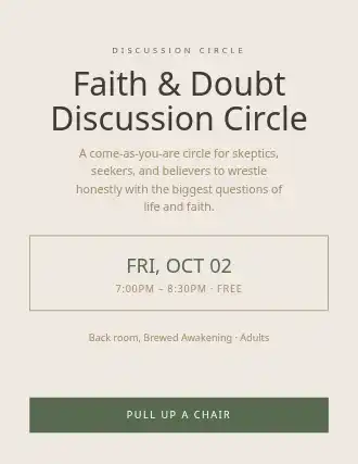 Faith & Doubt Discussion Circle — Studies flyer template