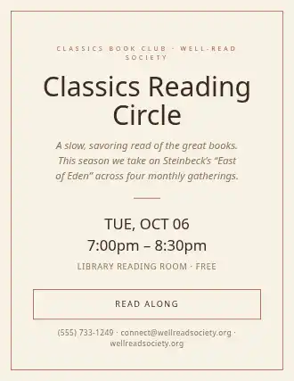 Classics Reading Circle — Studies flyer template