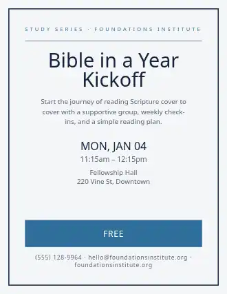 Bible in a Year Kickoff — Studies flyer template