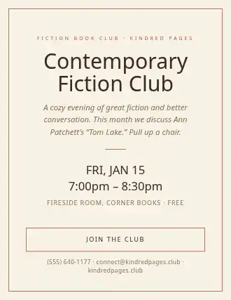 Contemporary Fiction Club — Studies flyer template