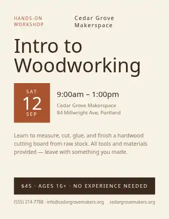 Intro to Woodworking — Skills template