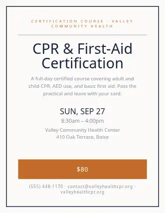 CPR & First-Aid Certification — Skills flyer template