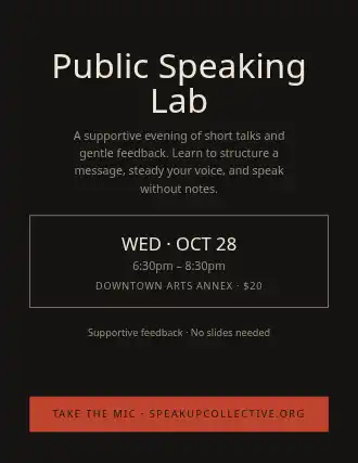 Public Speaking Lab — Skills flyer template