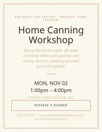 Home Canning Workshop — Skills flyer template