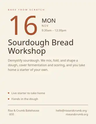 Sourdough Bread Workshop — Skills flyer template