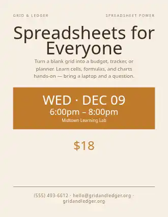 Spreadsheets for Everyone — Skills flyer template