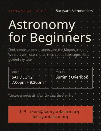 Astronomy for Beginners — Skills flyer template