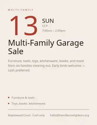 Multi-Family Garage Sale — Garage Sales template