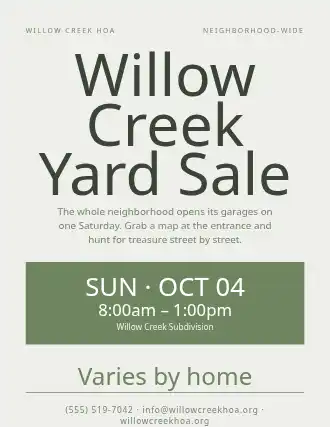Willow Creek Yard Sale — Garage Sales template
