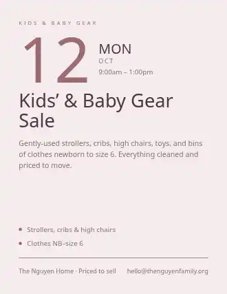 Kids’ & Baby Gear Sale — Garage Sales template