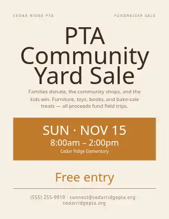 PTA Community Yard Sale — Garage Sales flyer template