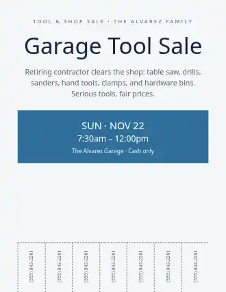 Garage Tool Sale — Garage Sales flyer template