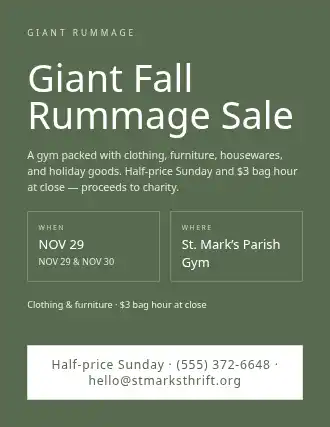 Giant Fall Rummage Sale — Garage Sales flyer template