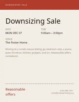 Downsizing Sale — Garage Sales flyer template