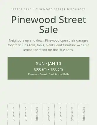 Pinewood Street Sale — Garage Sales flyer template