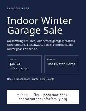 Indoor Winter Garage Sale — Garage Sales flyer template