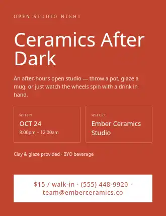Ceramics After Dark — Artist Studios template