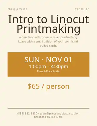Intro to Linocut Printmaking — Artist Studios template