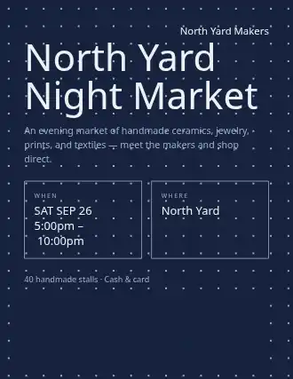North Yard Night Market — Artist Studios template