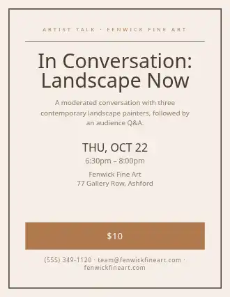 In Conversation: Landscape Now — Artist Studios flyer template