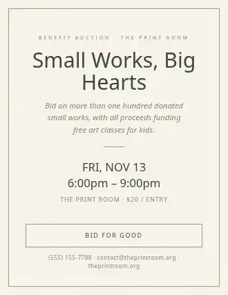 Small Works, Big Hearts — Artist Studios flyer template