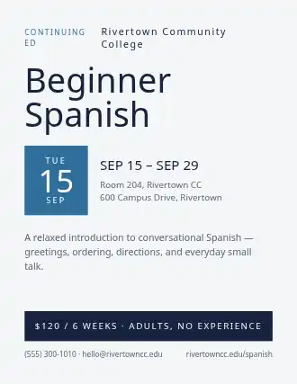 Beginner Spanish — Adult Classes template