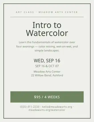 Intro to Watercolor — Adult Classes template
