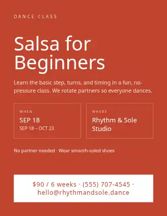 Salsa for Beginners — Adult Classes template