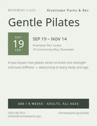 Gentle Pilates — Adult Classes flyer template