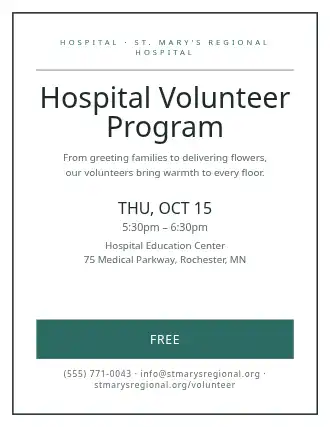 Hospital Volunteer Program — Volunteering template