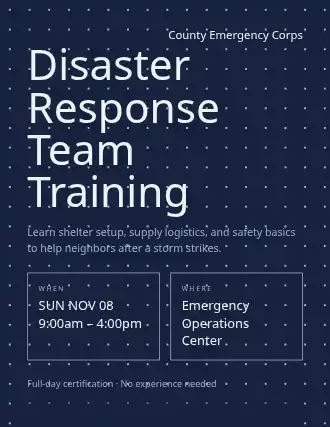 Disaster Response Team Training — Volunteering flyer template